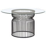 Granvia Round Glass Top Dining Table Clear and Gunmetal from Coaster - Luna Furniture