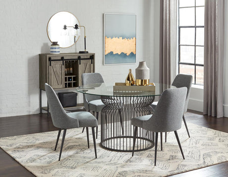 Granvia Round Glass Top Dining Table Clear and Gunmetal - 193511BG - Luna Furniture