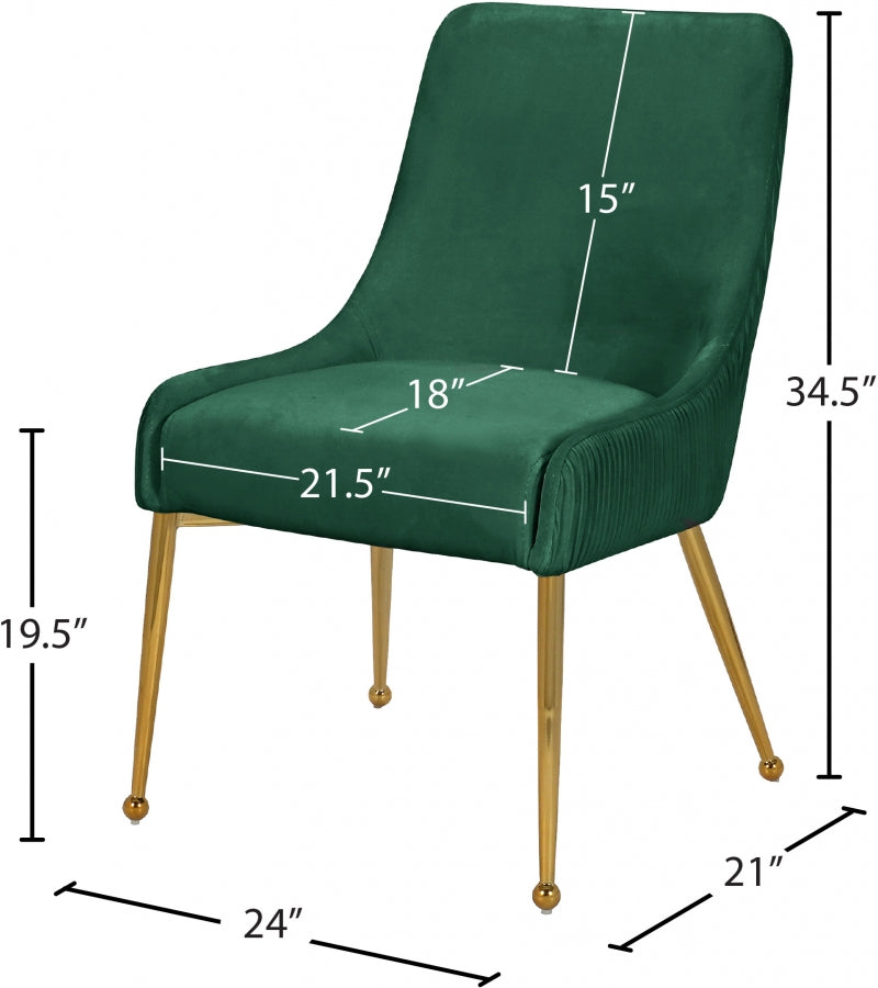 Ace Green Velvet Dining Chair, Set of 2 from Meridian - Luna Furniture