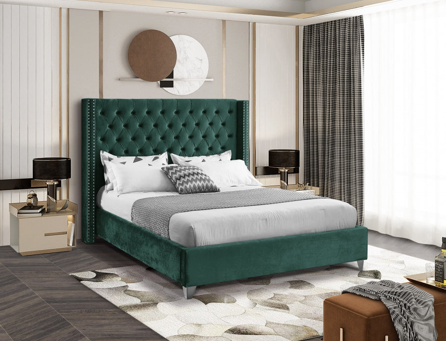 Aiden Green Velvet Full Bed from Meridian - Luna Furniture