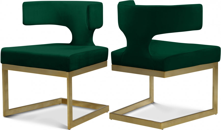 Alexandra Green Velvet Dining Chair from Meridian - Luna Furniture