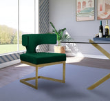 Alexandra Green Velvet Dining Chair from Meridian - Luna Furniture