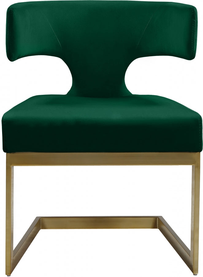 Alexandra Green Velvet Dining Chair from Meridian - Luna Furniture