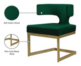 Alexandra Green Velvet Dining Chair from Meridian - Luna Furniture