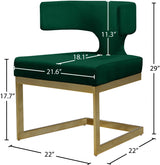 Alexandra Green Velvet Dining Chair from Meridian - Luna Furniture