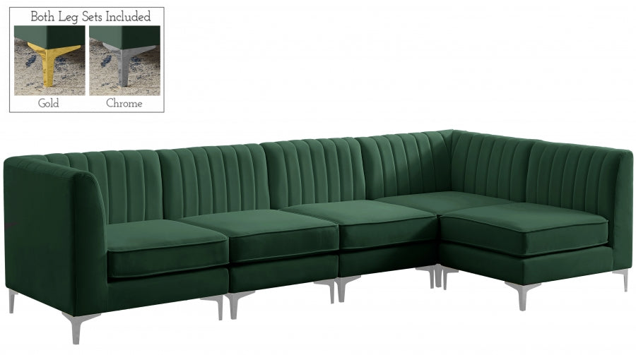 Alina Green Velvet Modular Sectional from Meridian - Luna Furniture