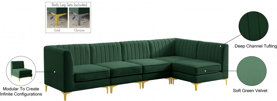 Alina Green Velvet Modular Sectional from Meridian - Luna Furniture