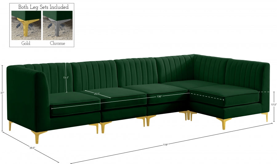 Alina Green Velvet Modular Sectional from Meridian - Luna Furniture