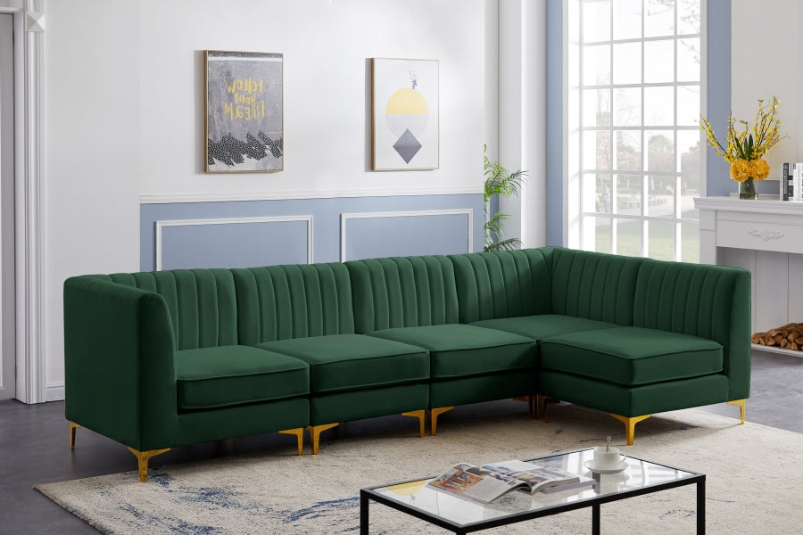 Alina Green Velvet Modular Sectional from Meridian - Luna Furniture