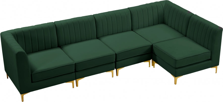 Alina Green Velvet Modular Sectional from Meridian - Luna Furniture