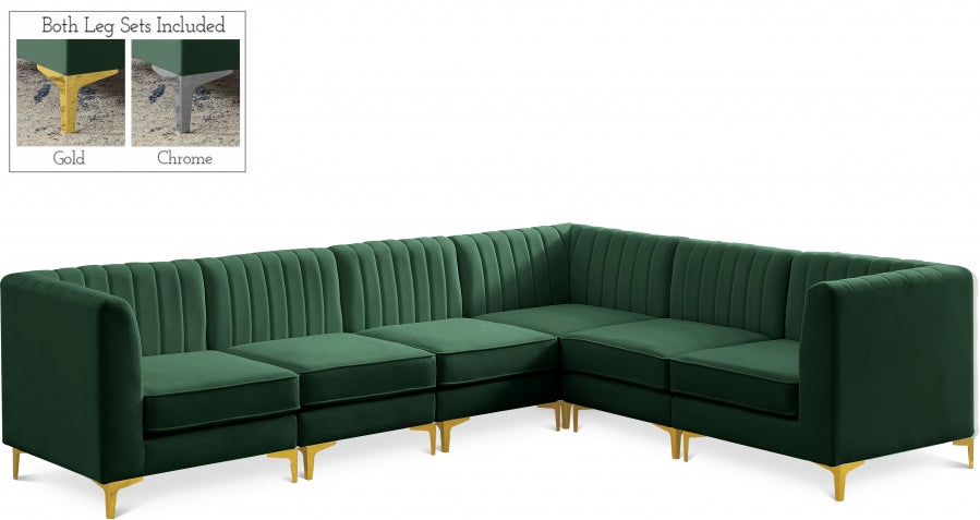 Alina Green Velvet Modular Sectional from Meridian - Luna Furniture