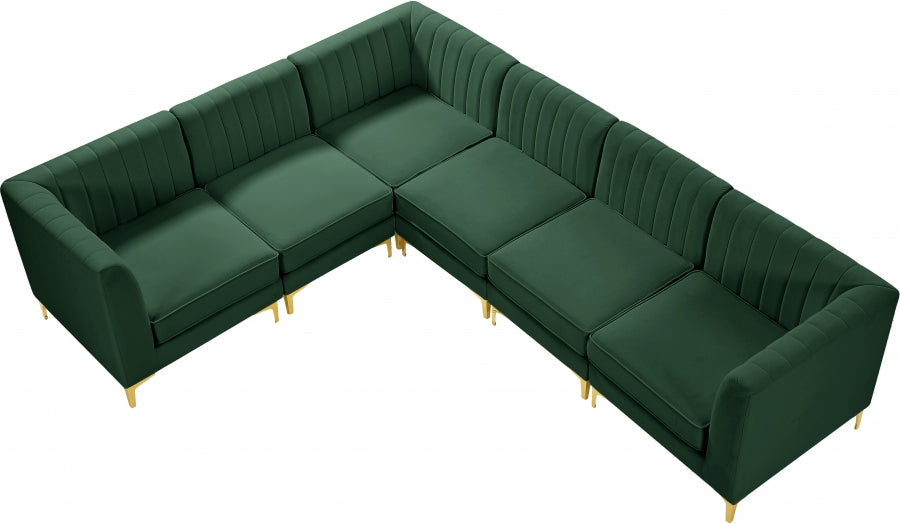 Alina Green Velvet Modular Sectional from Meridian - Luna Furniture