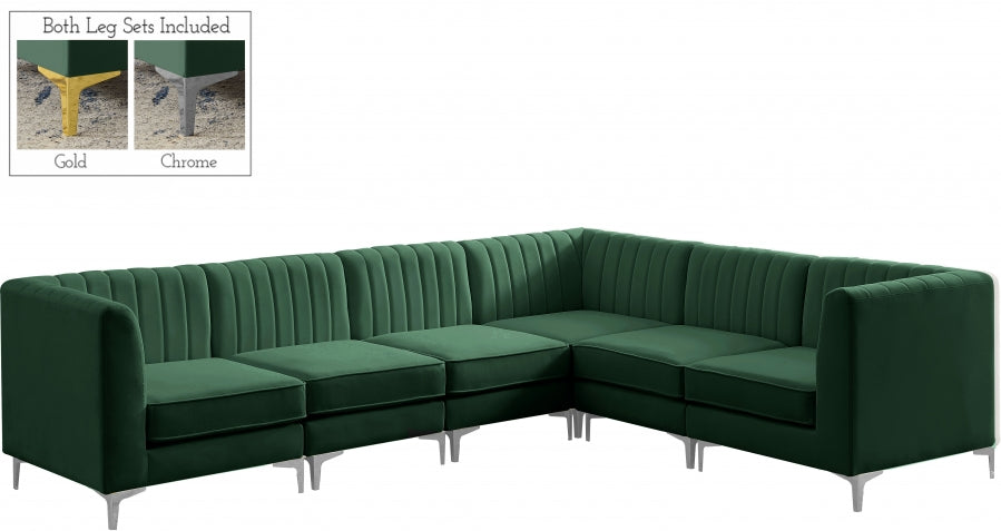 Alina Green Velvet Modular Sectional from Meridian - Luna Furniture