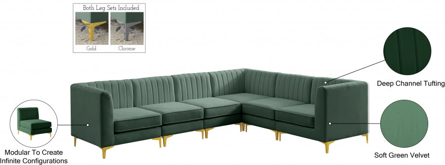 Alina Green Velvet Modular Sectional from Meridian - Luna Furniture