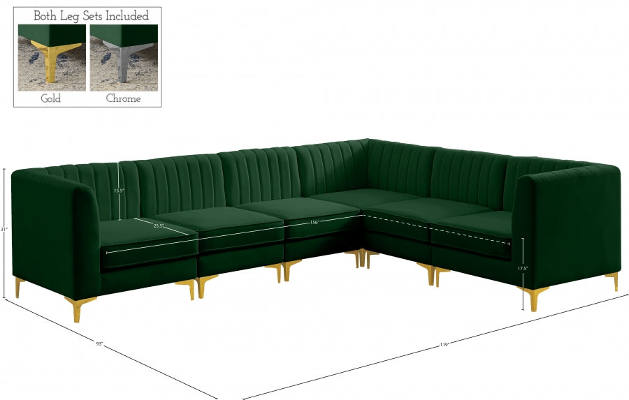 Alina Green Velvet Modular Sectional from Meridian - Luna Furniture