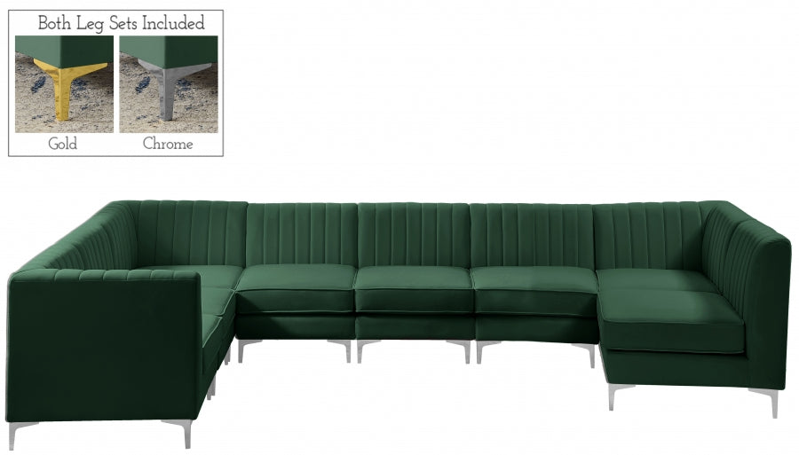 Alina Green Velvet Modular Sectional from Meridian - Luna Furniture