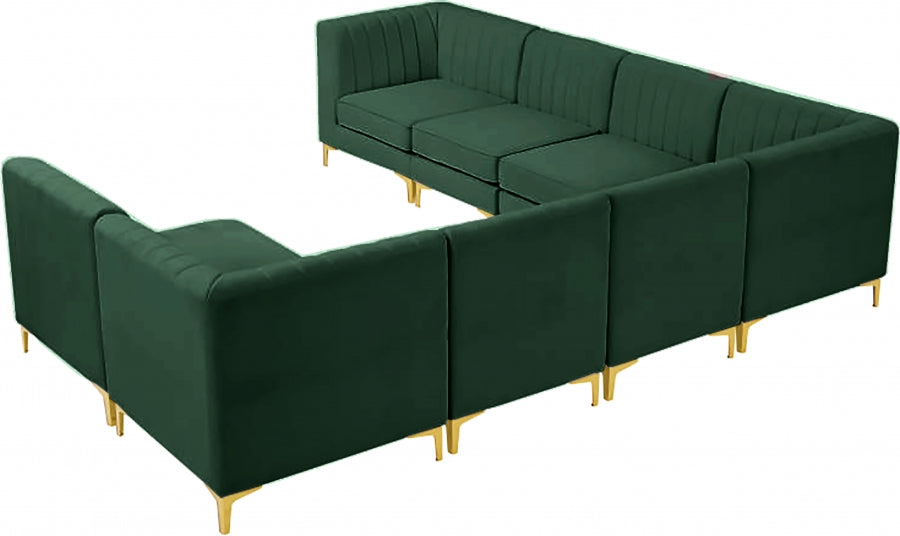 Alina Green Velvet Modular Sectional from Meridian - Luna Furniture