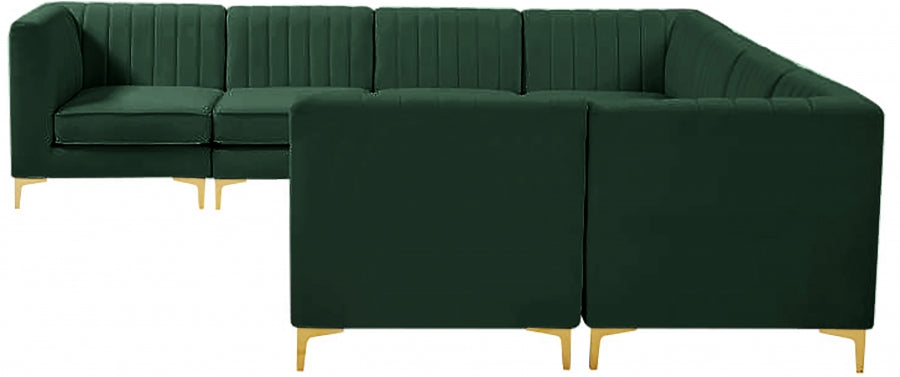 Alina Green Velvet Modular Sectional from Meridian - Luna Furniture