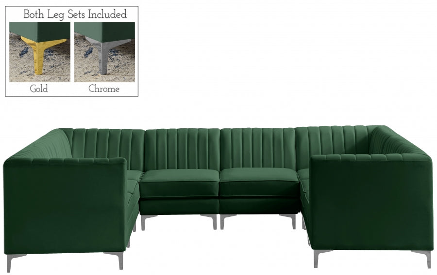 Alina Green Velvet Modular Sectional from Meridian - Luna Furniture