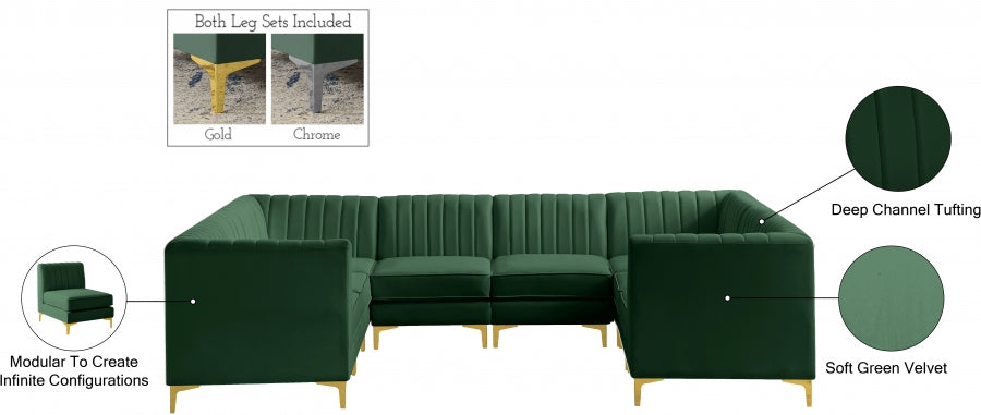 Alina Green Velvet Modular Sectional from Meridian - Luna Furniture