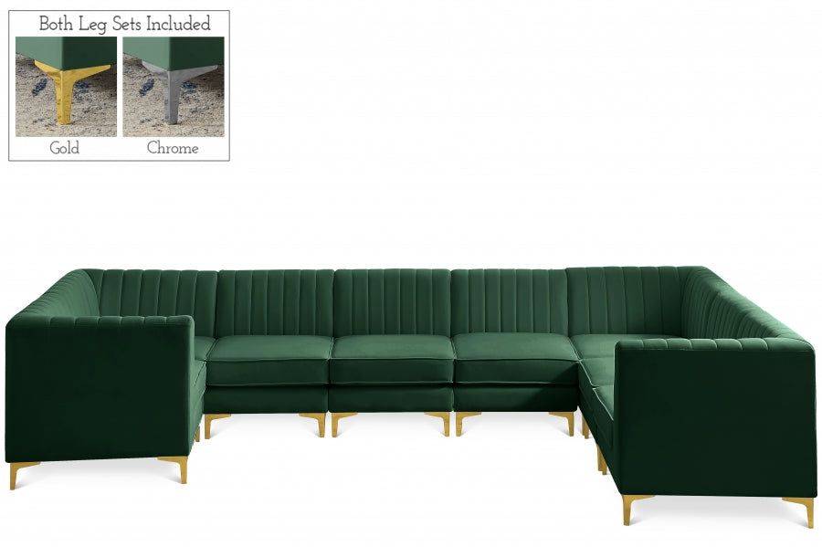 Alina Green Velvet Modular Sectional from Meridian - Luna Furniture