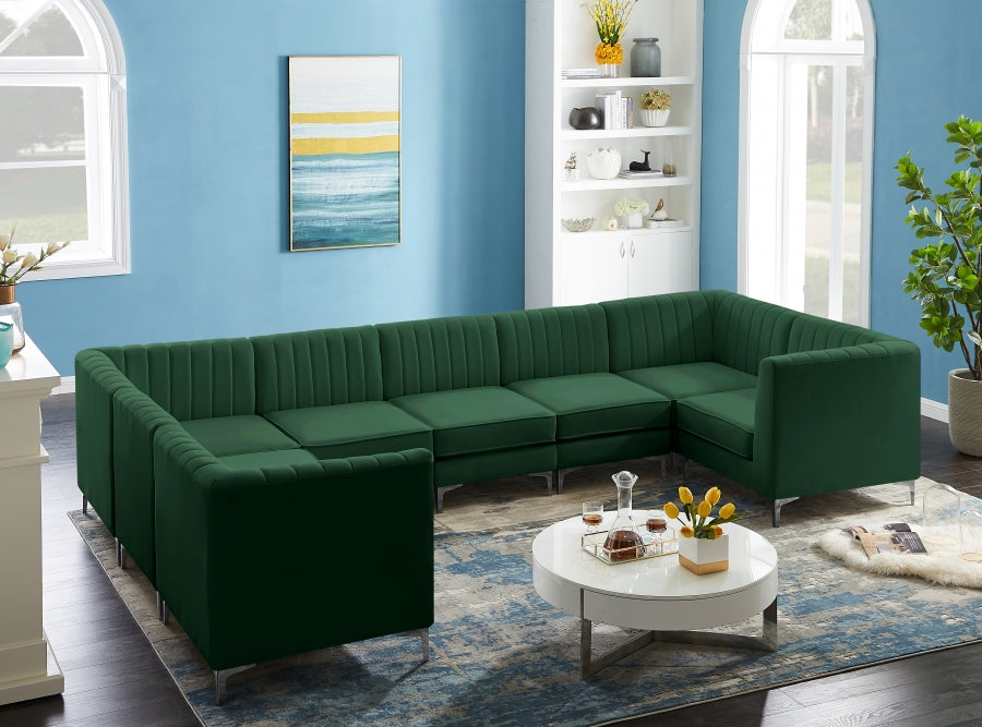 Alina Green Velvet Modular Sectional from Meridian - Luna Furniture