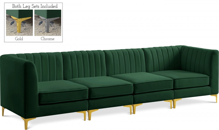 Alina Green Velvet Modular Sofa from Meridian - Luna Furniture