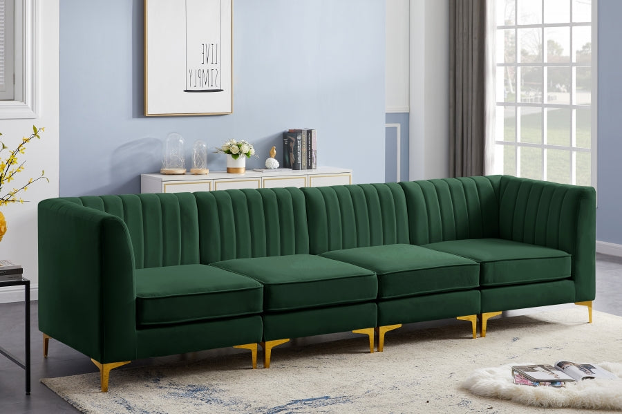 Alina Green Velvet Modular Sofa from Meridian - Luna Furniture