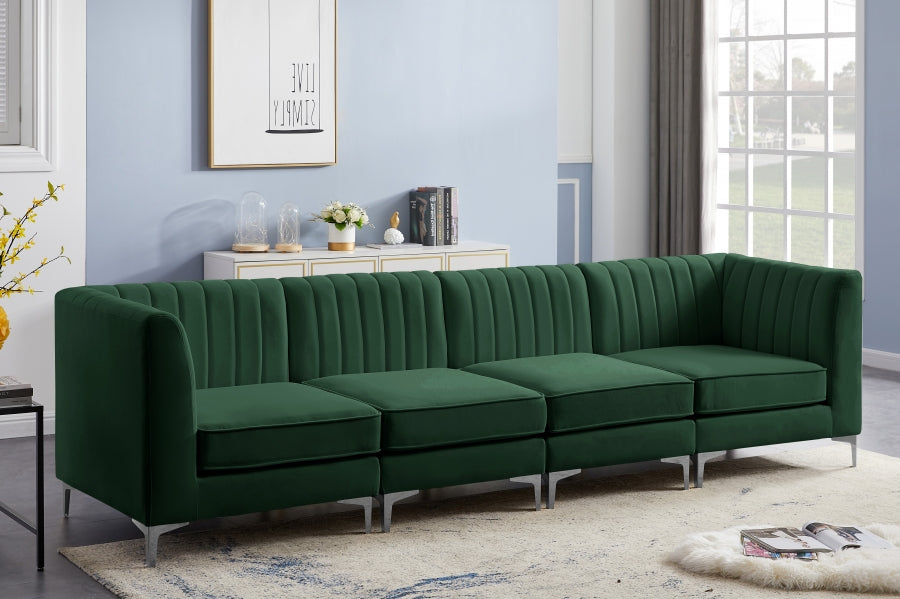 Alina Green Velvet Modular Sofa from Meridian - Luna Furniture