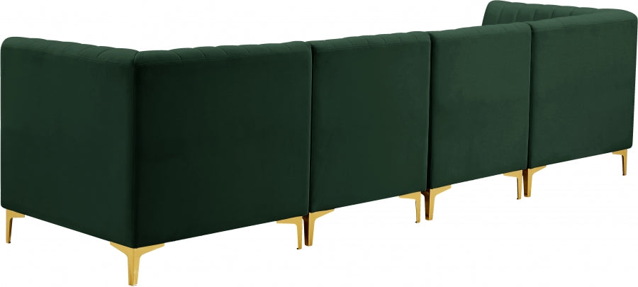 Alina Green Velvet Modular Sofa from Meridian - Luna Furniture