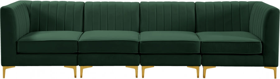 Alina Green Velvet Modular Sofa from Meridian - Luna Furniture