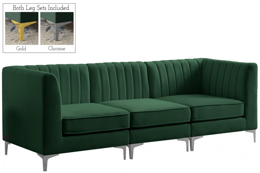 Alina Green Velvet Modular Sofa from Meridian - Luna Furniture