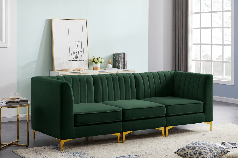 Alina Green Velvet Modular Sofa from Meridian - Luna Furniture