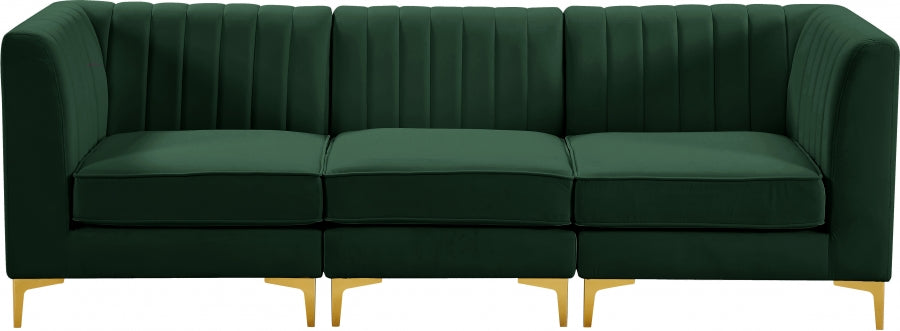 Alina Green Velvet Modular Sofa from Meridian - Luna Furniture