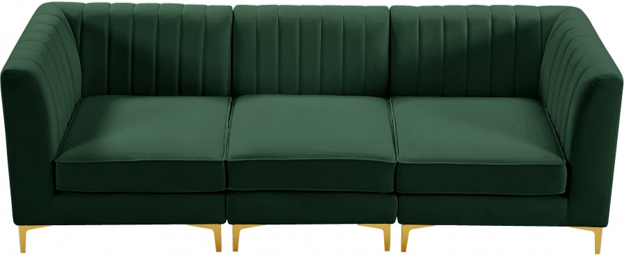 Alina Green Velvet Modular Sofa from Meridian - Luna Furniture