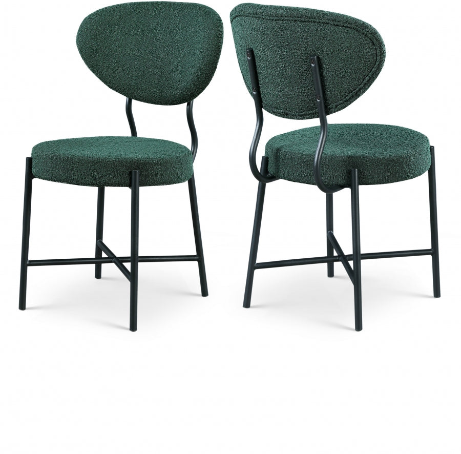 Allure Green Boucle Fabric Dining Chair, Set of 2 from Meridian - Luna Furniture