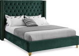 Barolo Green Velvet King Bed from Meridian - Luna Furniture