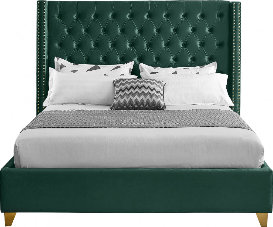 Barolo Green Velvet King Bed from Meridian - Luna Furniture