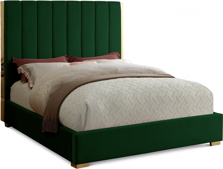 Becca Green Velvet King Bed from Meridian - Luna Furniture