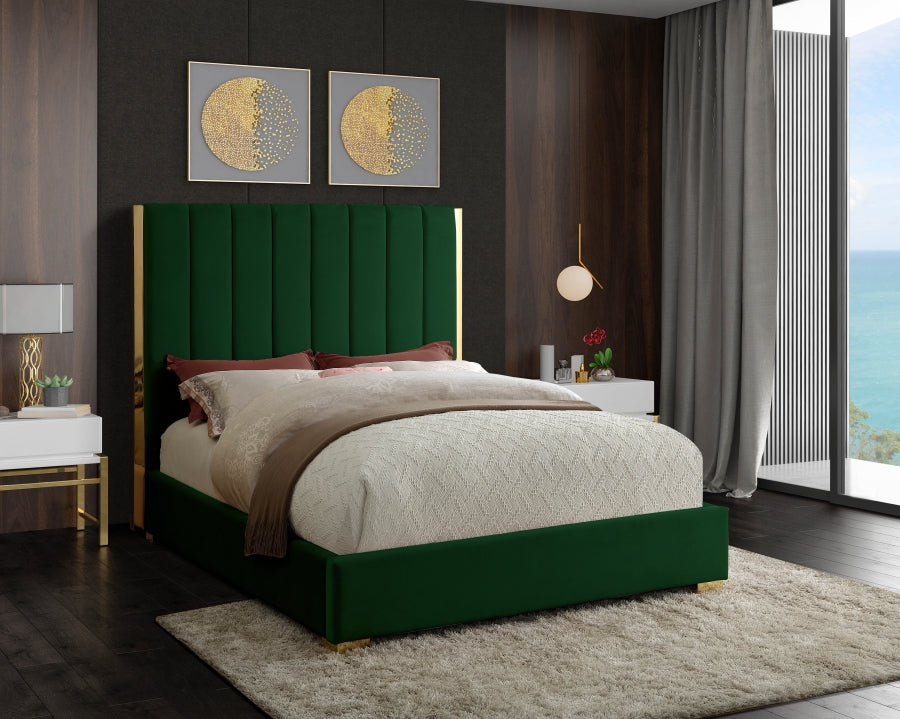 Becca Green Velvet King Bed from Meridian - Luna Furniture