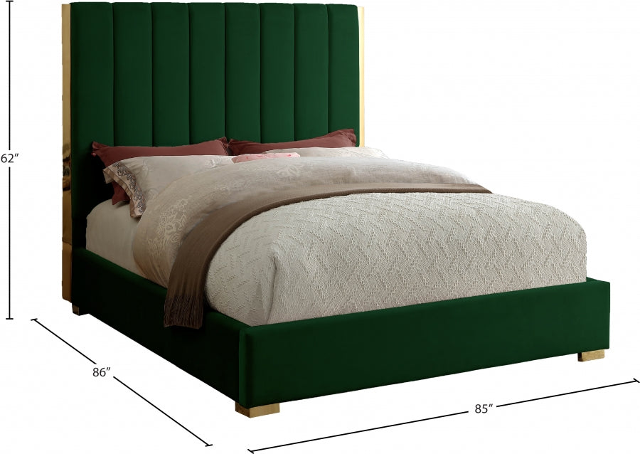 Becca Green Velvet King Bed from Meridian - Luna Furniture