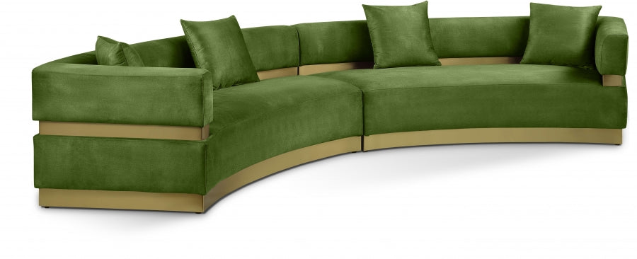 Green Belsa Velvet Sectional from Meridian - Luna Furniture