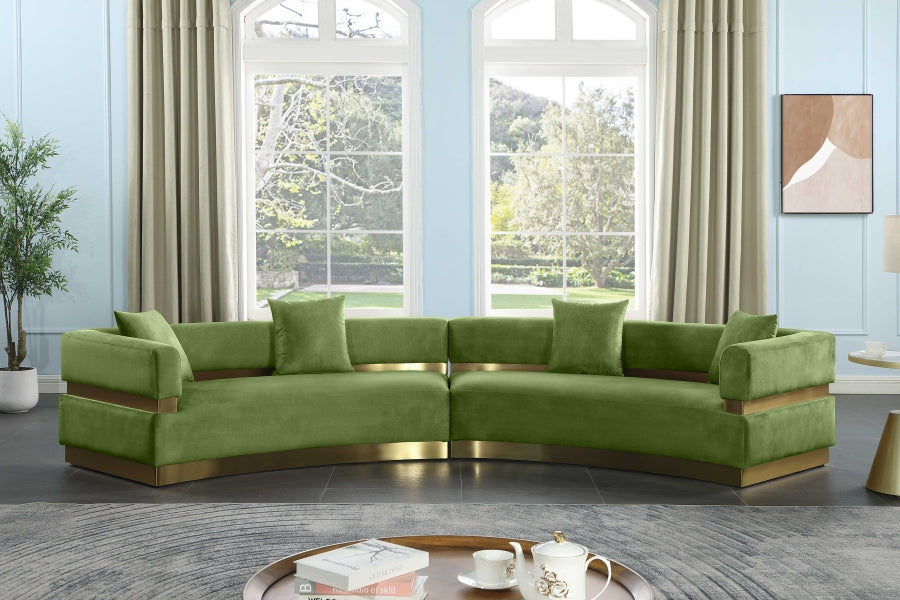 Green Belsa Velvet Sectional from Meridian - Luna Furniture