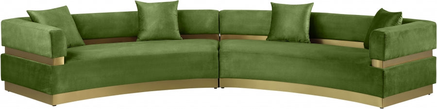 Green Belsa Velvet Sectional from Meridian - Luna Furniture