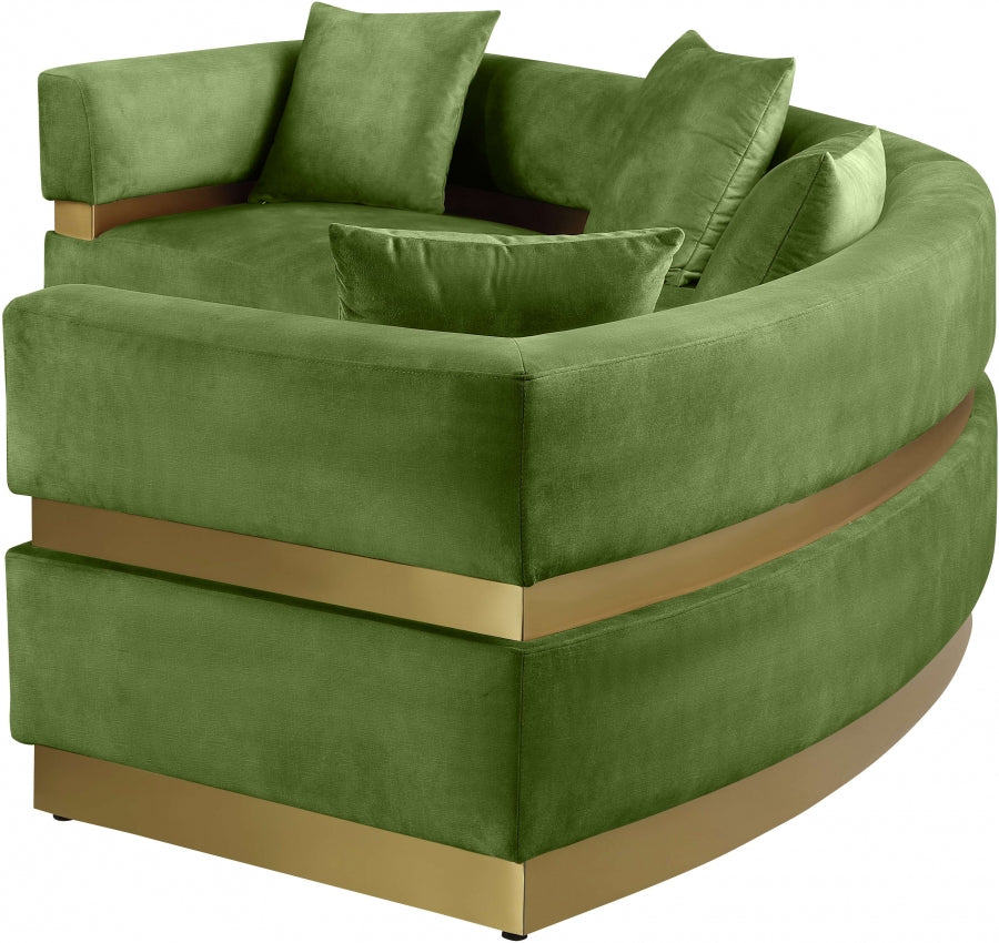 Green Belsa Velvet Sectional from Meridian - Luna Furniture