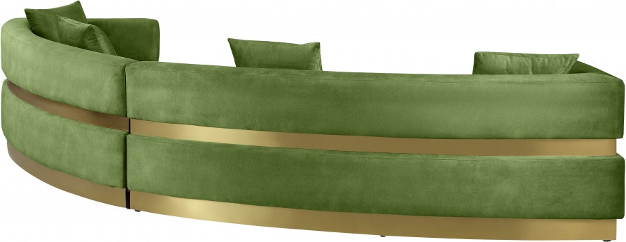 Green Belsa Velvet Sectional from Meridian - Luna Furniture