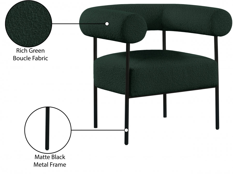 Green Blake Boucle Fabric Accent Chair - 527Green - Luna Furniture