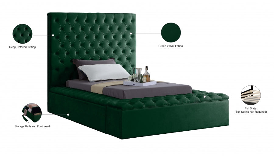 Bliss Green Velvet Twin Bed from Meridian - Luna Furniture