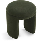 Green Bowen Faux Shearling Teddy Fabric Ottoman / Stool from Meridian - Luna Furniture