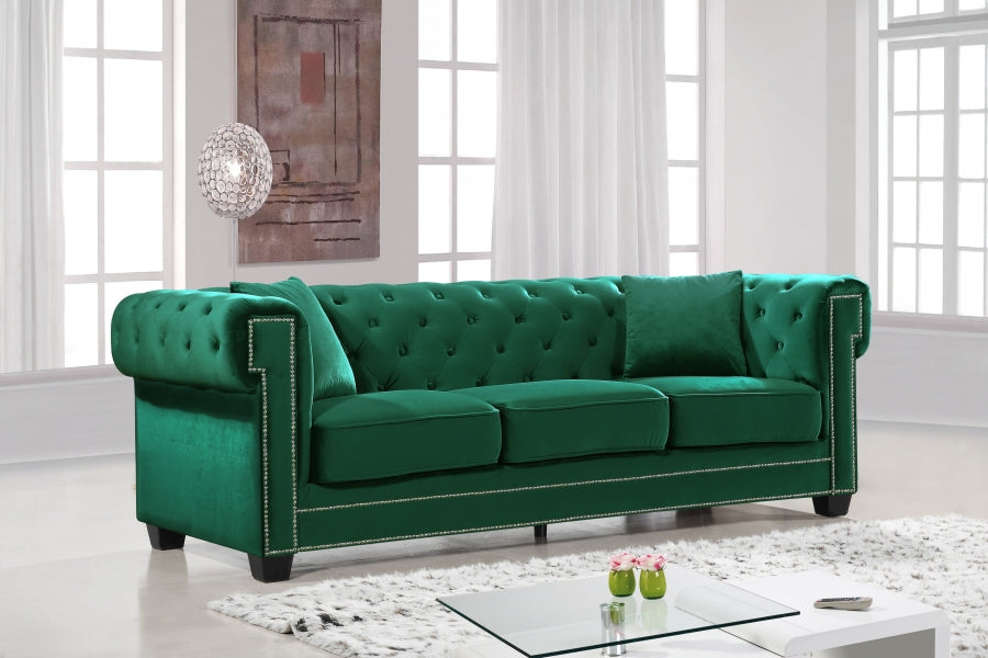 Bowery Green Velvet Sofa from Meridian - Luna Furniture